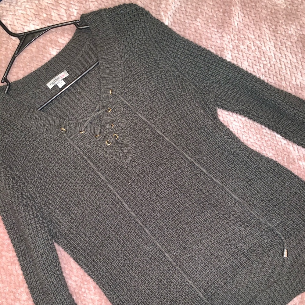 Olive Green V-Neck Sweater